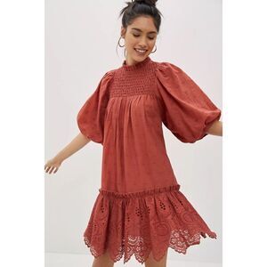 Anthropologie- Lillian Puff-Sleeved Mini Dress